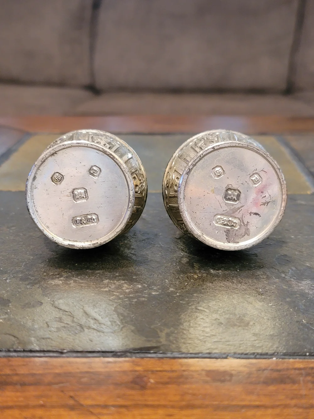 Decorative Silver-Tone Metal Salt and Pepper Shakers